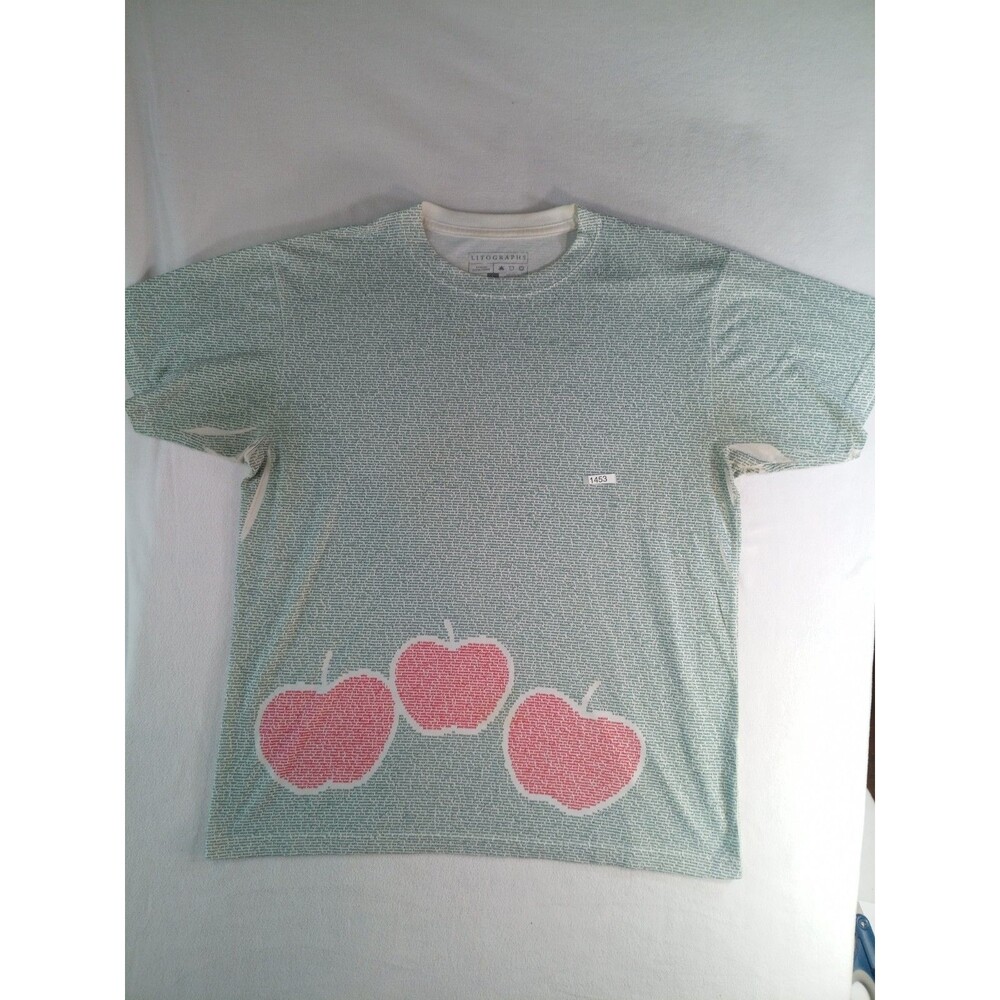 Litographs T Shirt Mens Large Apple Book Text Graphic Literary Print Tee (P)